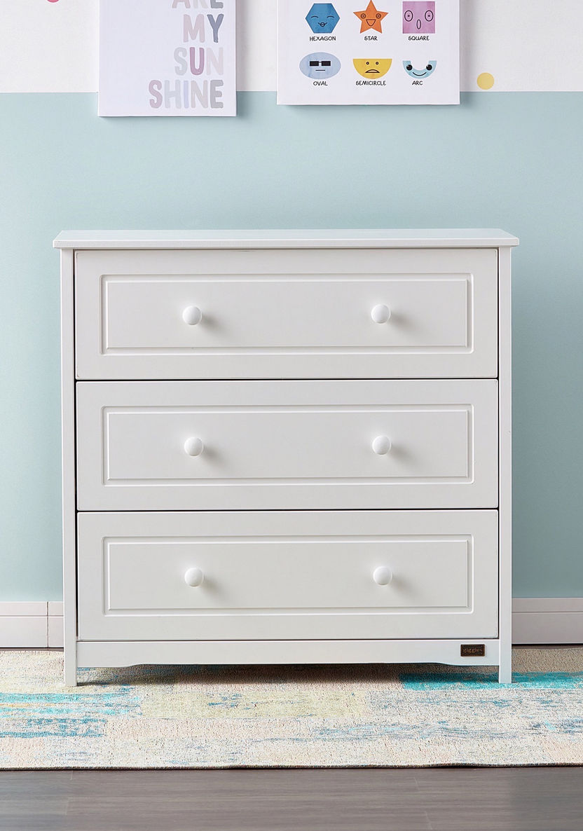 Giggles Patricia 3-Drawer Chest of Drawers with Round Handles-Wardrobes and Storage-image-1