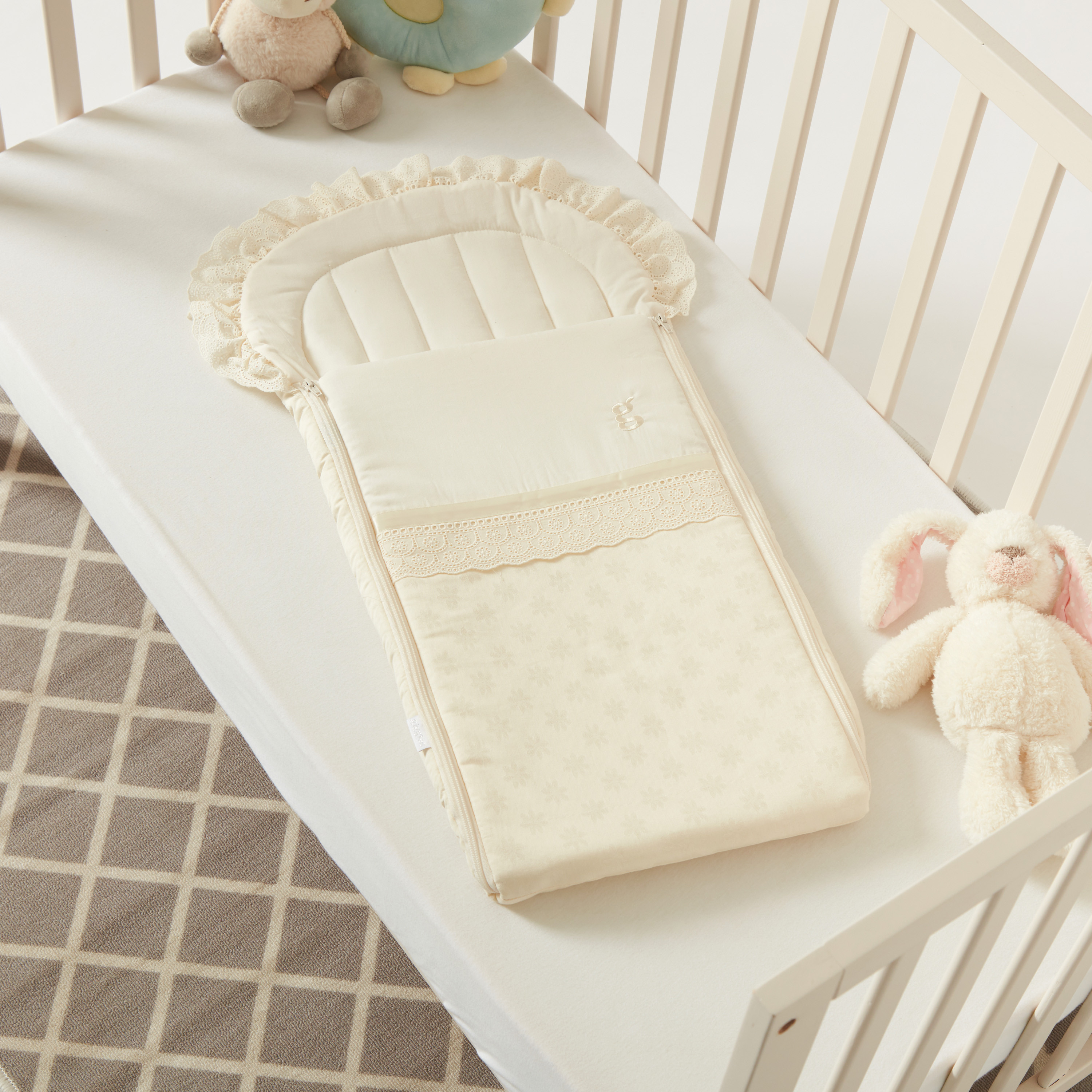 Giggles Printed Nest Bag with Frill Detail-baby-nursery-blanketsandswaddles-swaddlesandsleepingbags-image-1