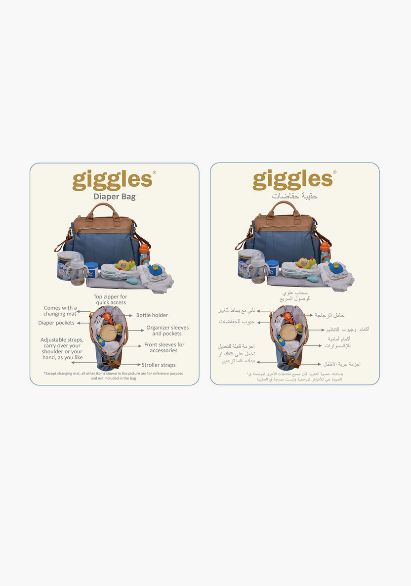 Giggles Multi-Compartment Diaper Bag with Zip Closure-Diaper Bags-image-3
