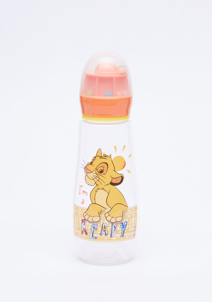 Lion King Printed Feeding Bottle with Rattle Hood - 300 ml-Bottles and Teats-image-2