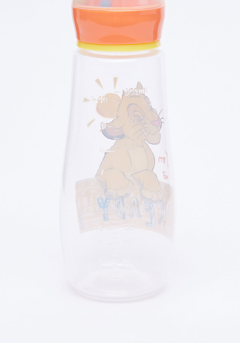 Lion King Printed Feeding Bottle with Rattle Hood - 300 ml-Bottles and Teats-image-3