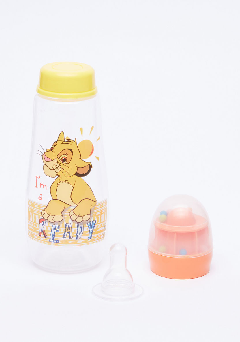 Lion King Printed Feeding Bottle with Rattle Hood - 300 ml-Bottles and Teats-image-4