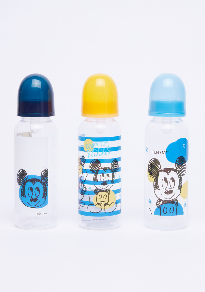 Mickey Mouse Printed Feeding Bottle - Set of 3-Bottles and Teats-image-0
