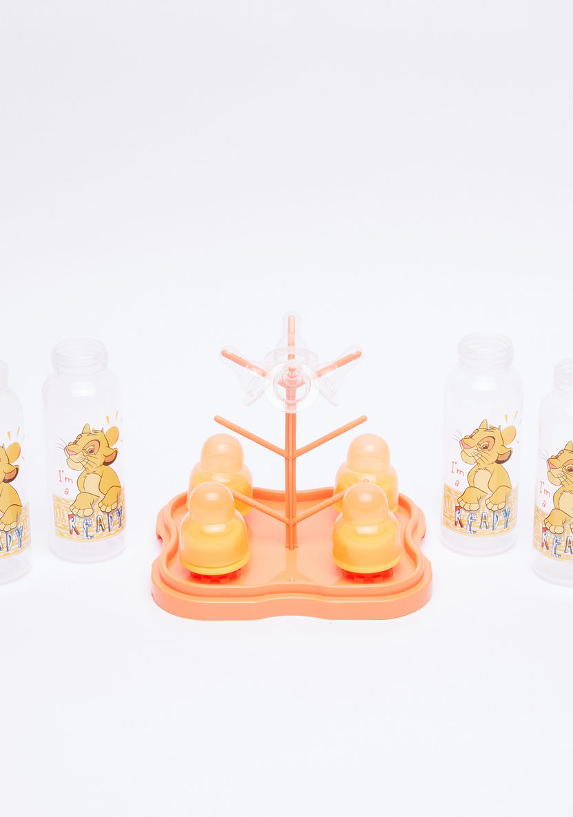 The Lion King Printed 4-Piece Feeding Bottles with Rack-Bottles and Teats-image-1
