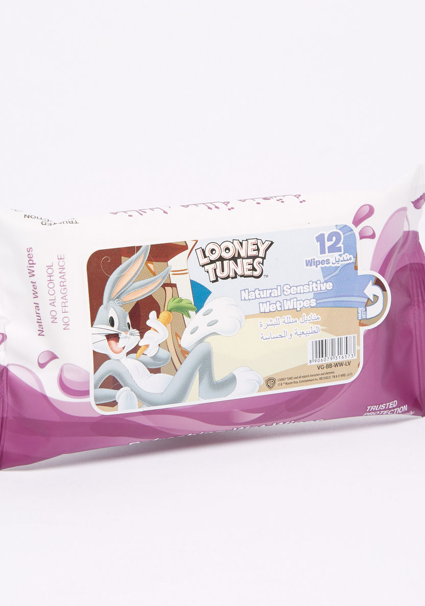 Looney Tunes Natural Sensitive 12-Piece Wet Wipes Pack-Baby Wipes-image-0