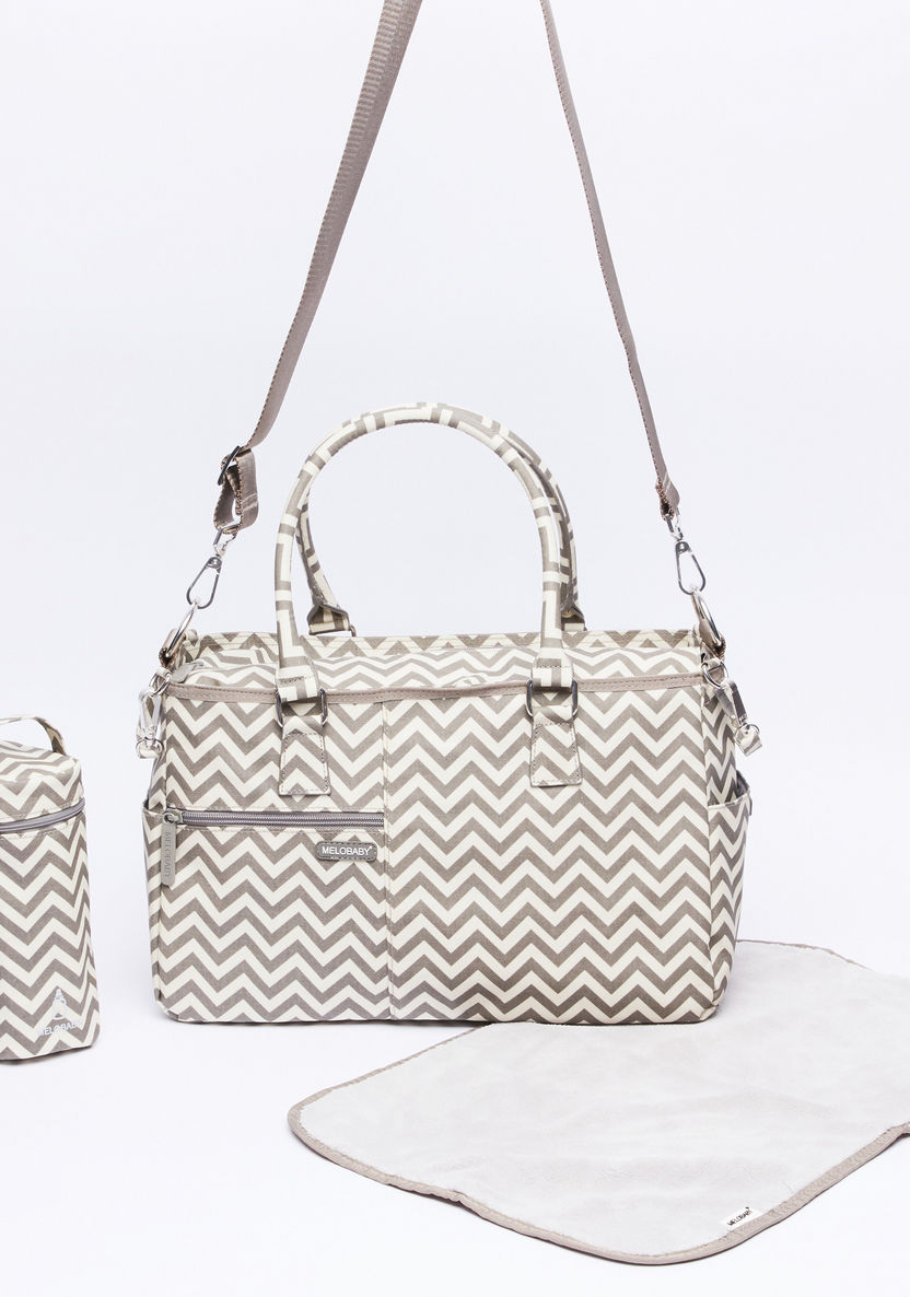 MELOBABY Chevron Printed Diaper Bag with Changing Mat and Bottle Cover-Diaper Bags-image-0