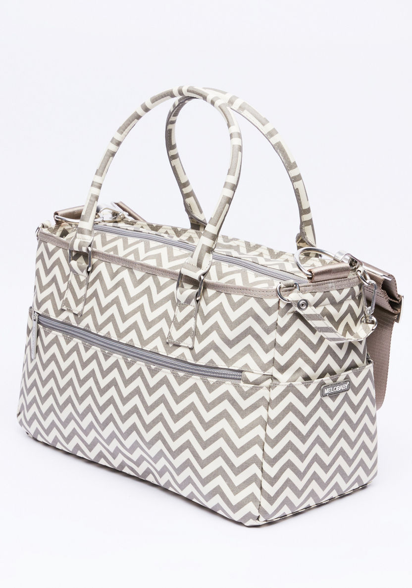 MELOBABY Chevron Printed Diaper Bag with Changing Mat and Bottle Cover-Diaper Bags-image-1