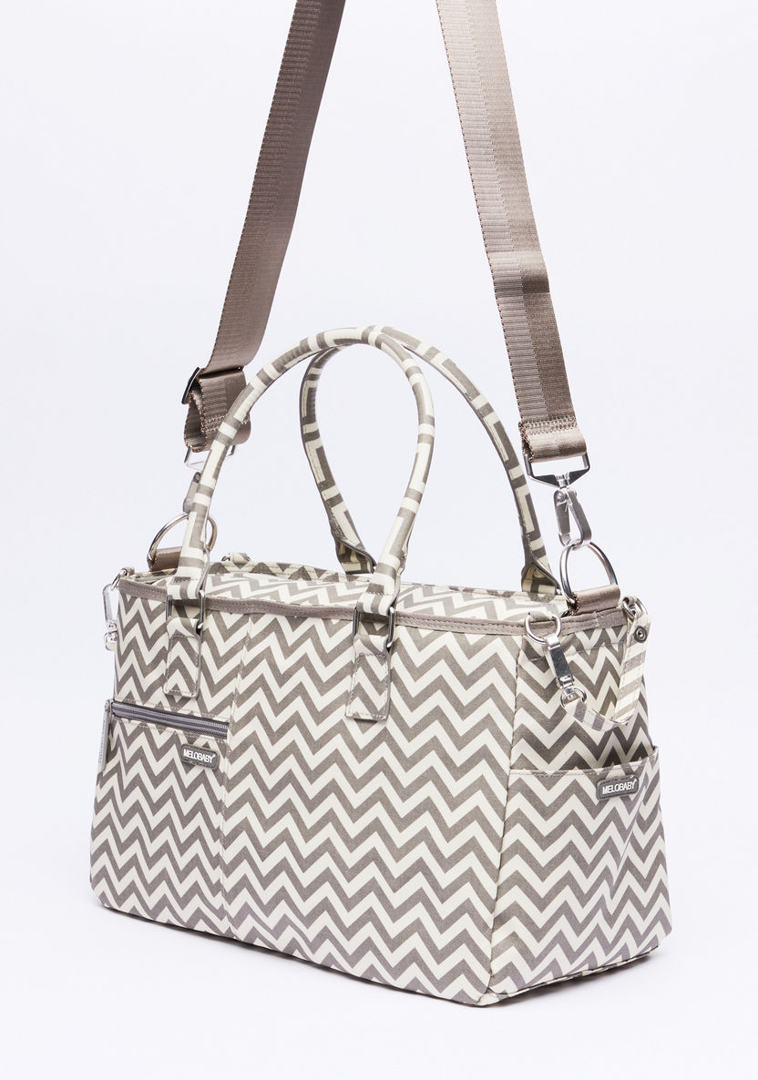 MELOBABY Chevron Printed Diaper Bag with Changing Mat and Bottle Cover-Diaper Bags-image-5