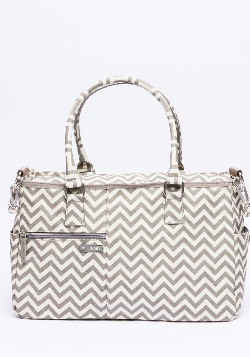 MELOBABY Chevron Printed Diaper Bag with Changing Mat and Bottle Cover-Diaper Bags-image-4
