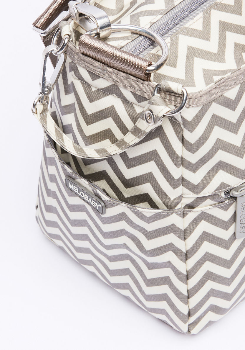 MELOBABY Chevron Printed Diaper Bag with Changing Mat and Bottle Cover-Diaper Bags-image-3