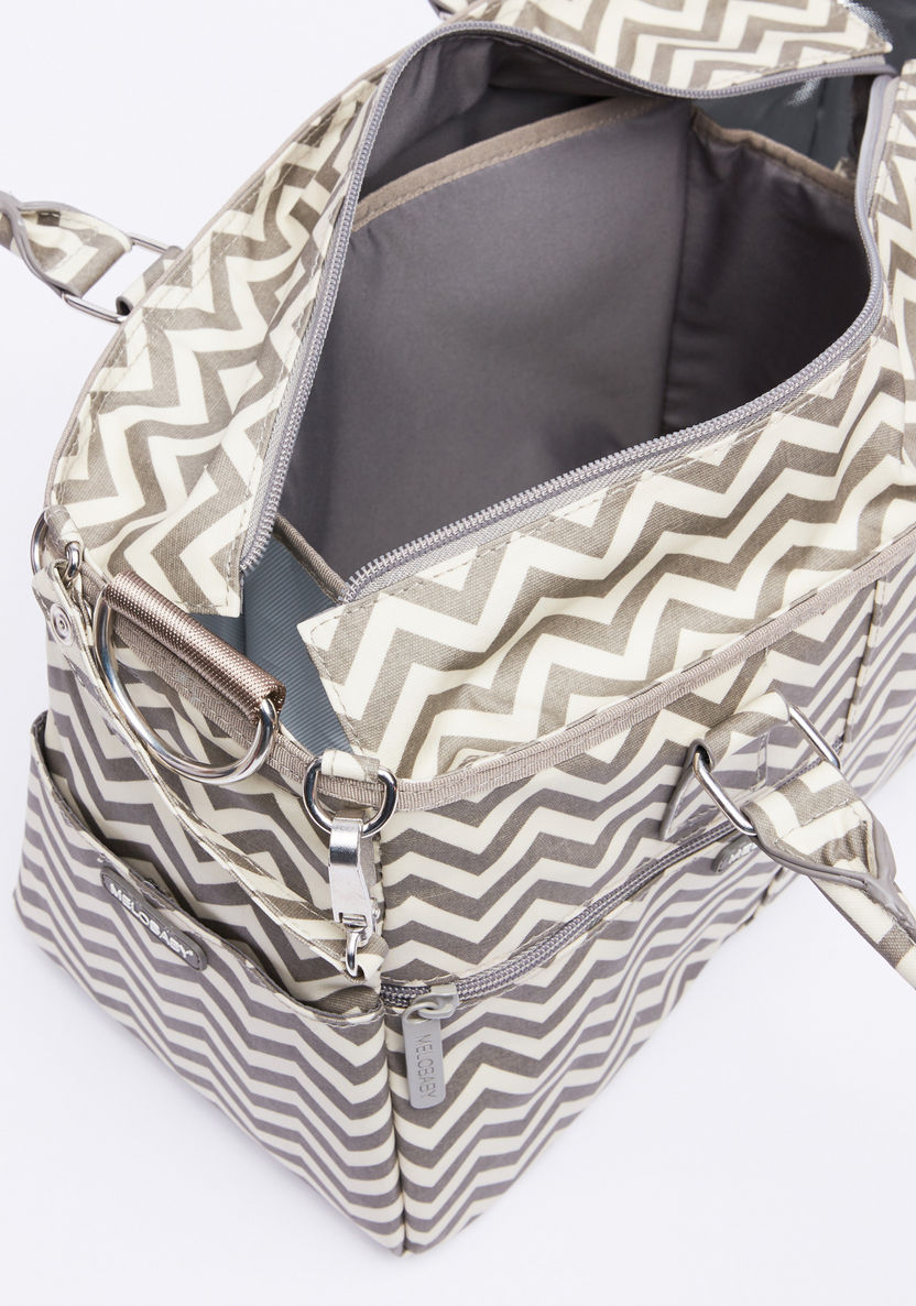 MELOBABY Chevron Printed Diaper Bag with Changing Mat and Bottle Cover-Diaper Bags-image-2
