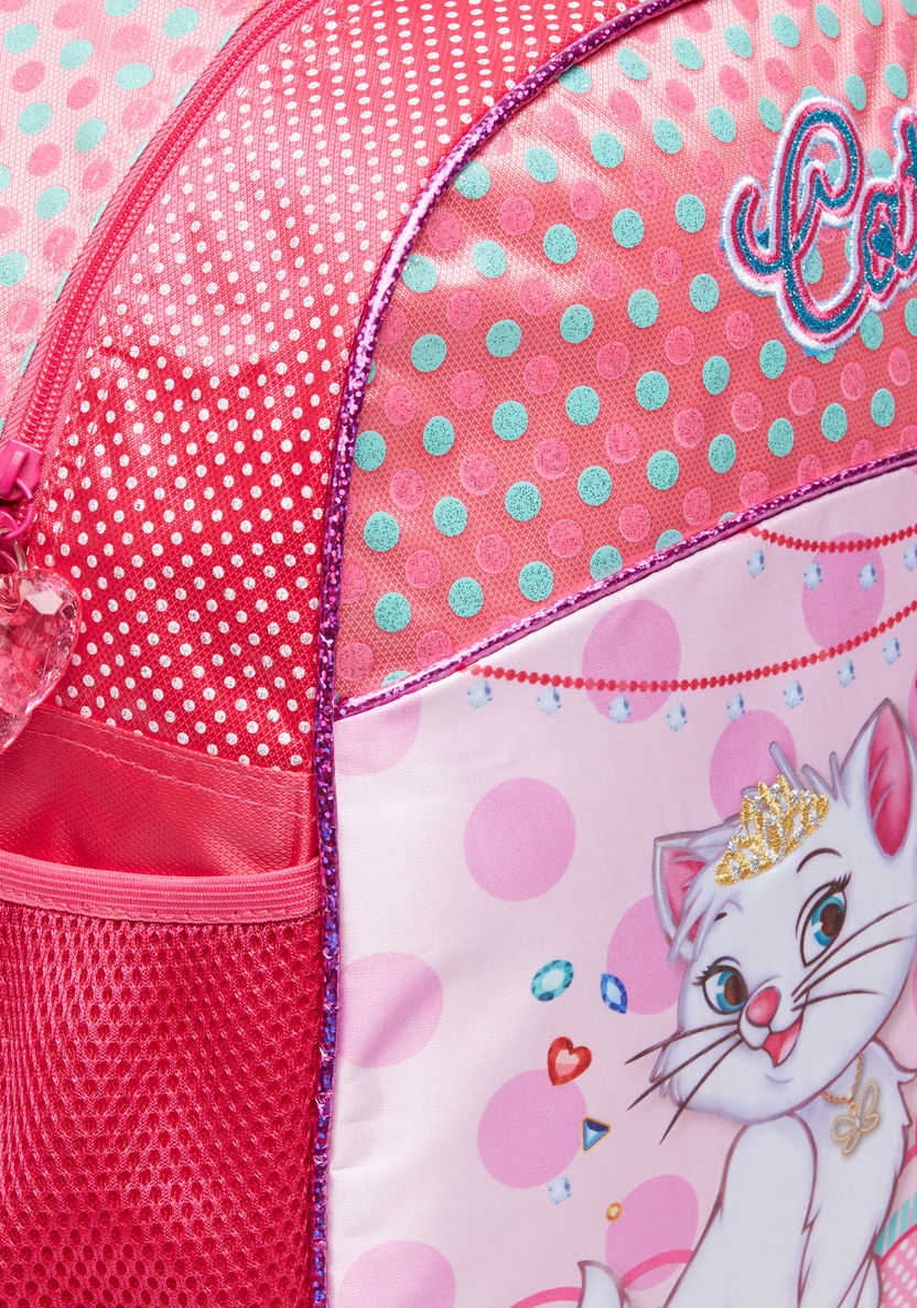 Marie the Cat Printed Trolley Backpack with Zip Closure-Trolleys-image-3