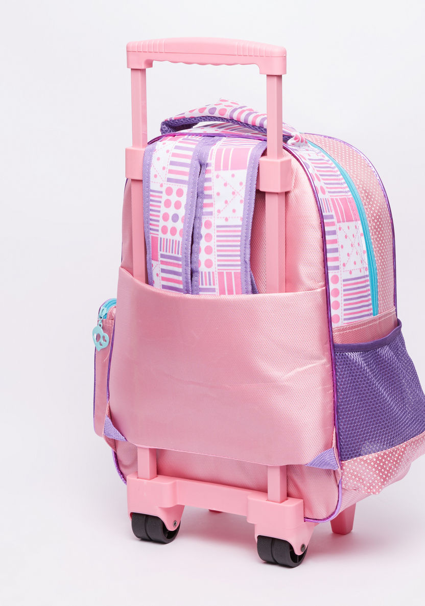 Juniors Printed Trolley Backpack with Zip Closure-Trolleys-image-2