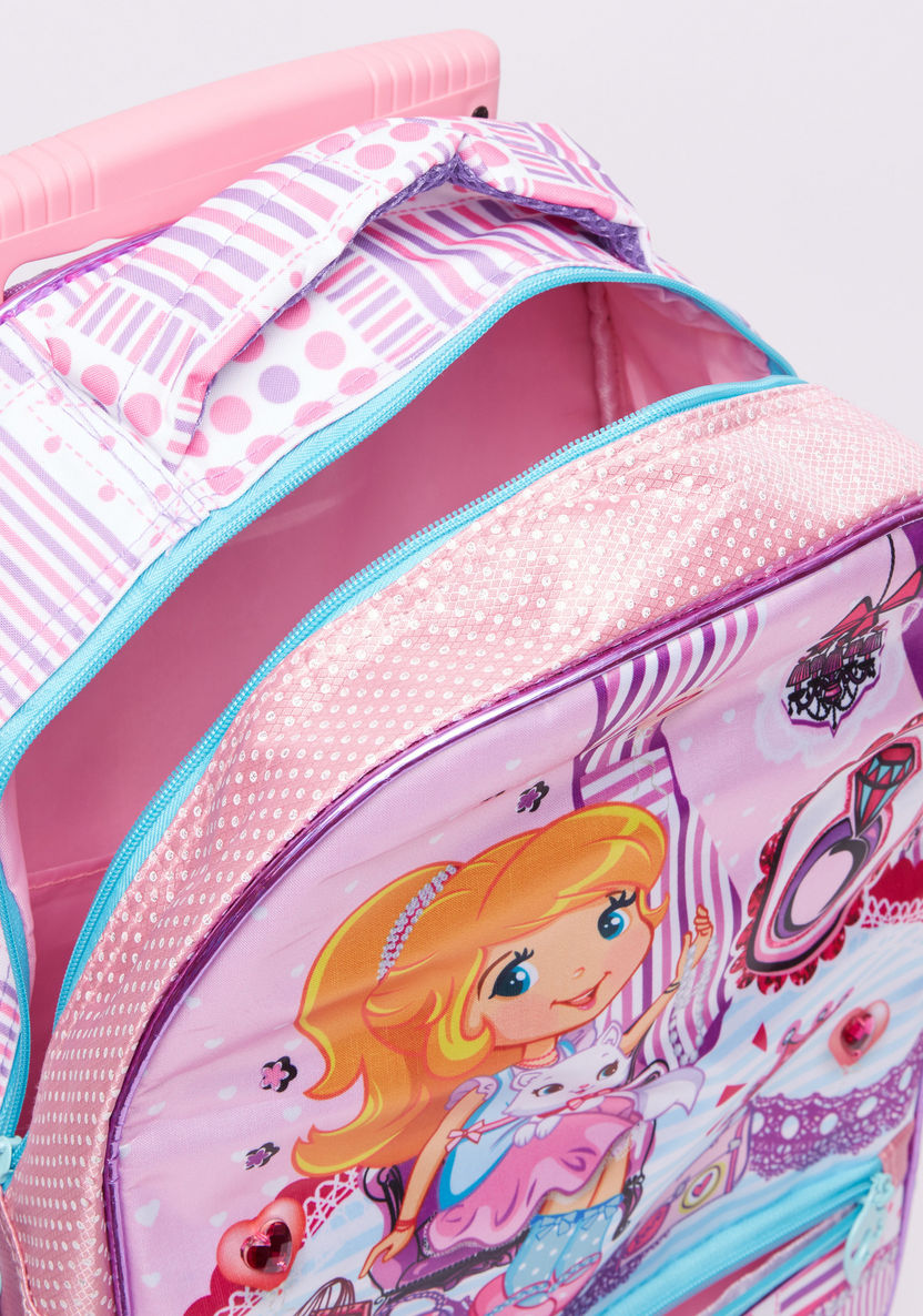 Juniors Printed Trolley Backpack with Zip Closure-Trolleys-image-5