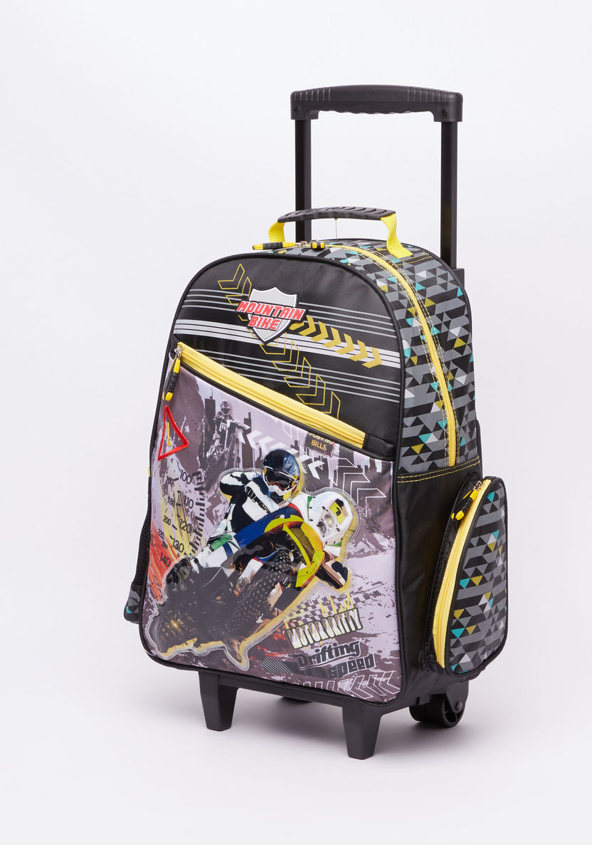 Juniors Printed Trolley Backpack with Zip Closure-Trolleys-image-0