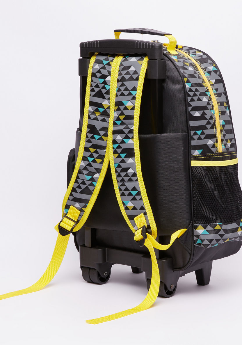 Juniors Printed Trolley Backpack with Zip Closure-Trolleys-image-1
