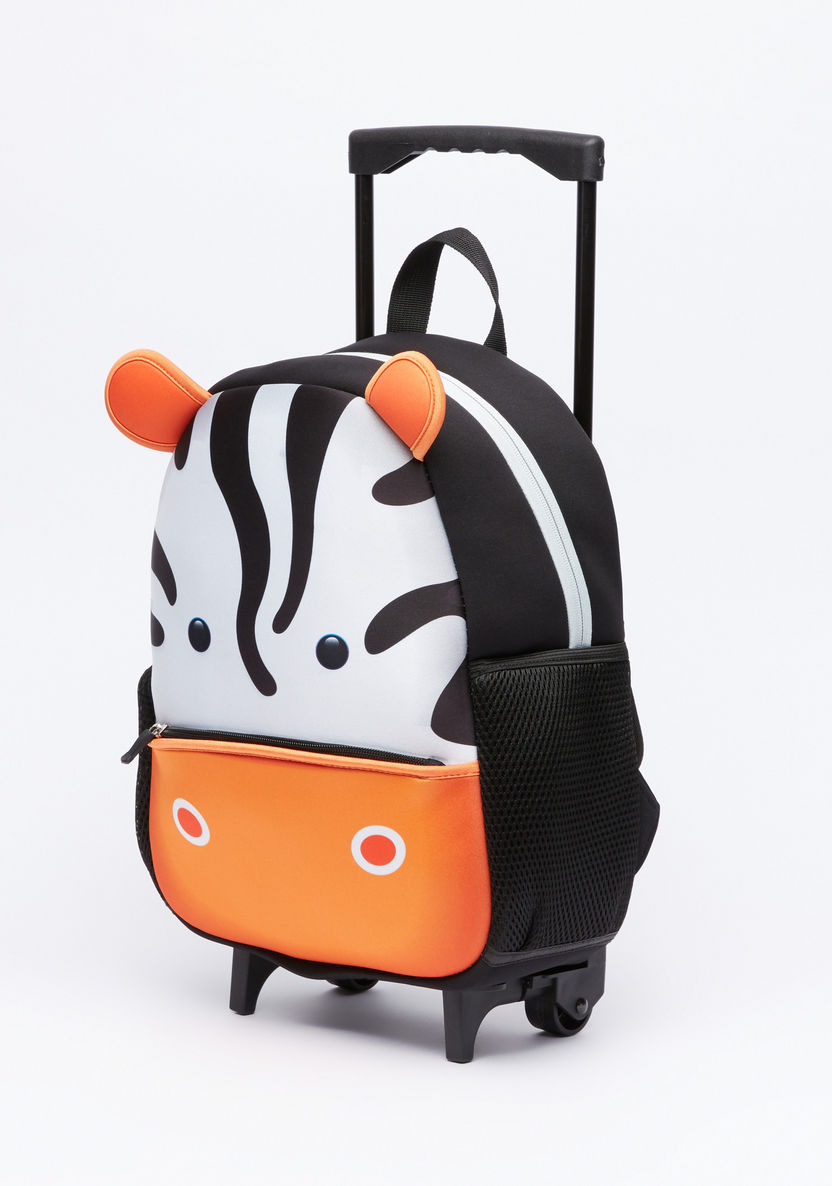Printed Trolley Backpack with Zip Closure-Trolleys-image-0