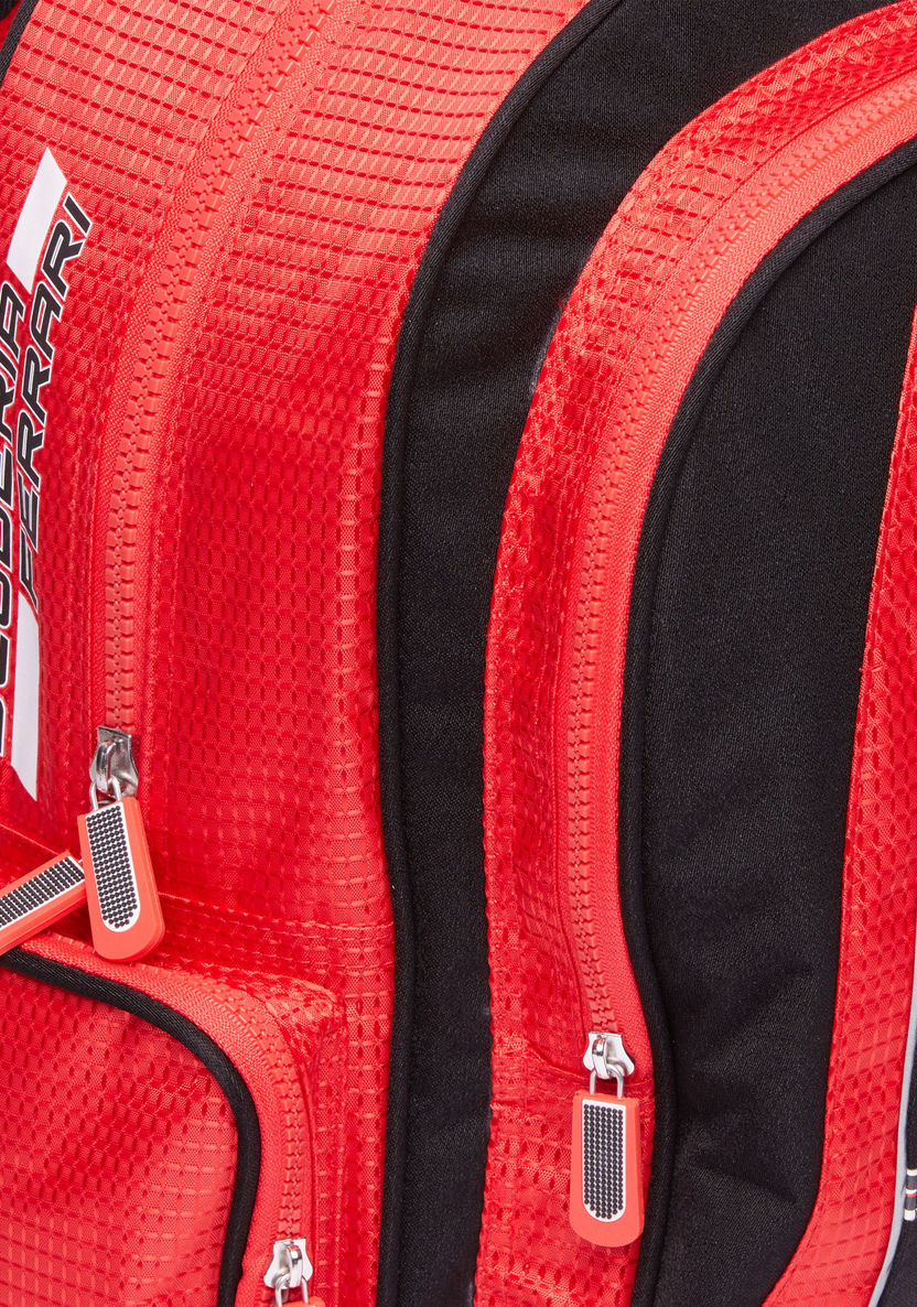 Ferrari Printed Backpack with Zip Closure-Backpacks-image-2