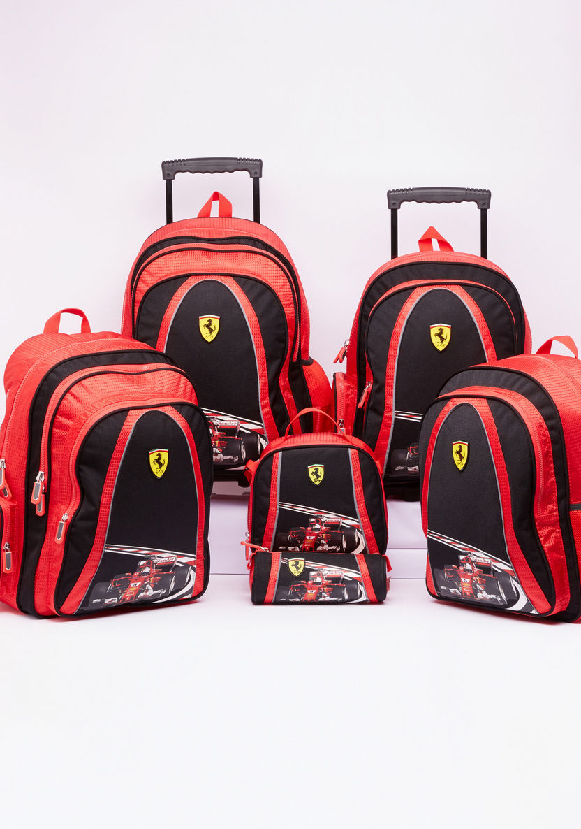 Ferrari Printed Backpack with Zip Closure-Backpacks-image-4