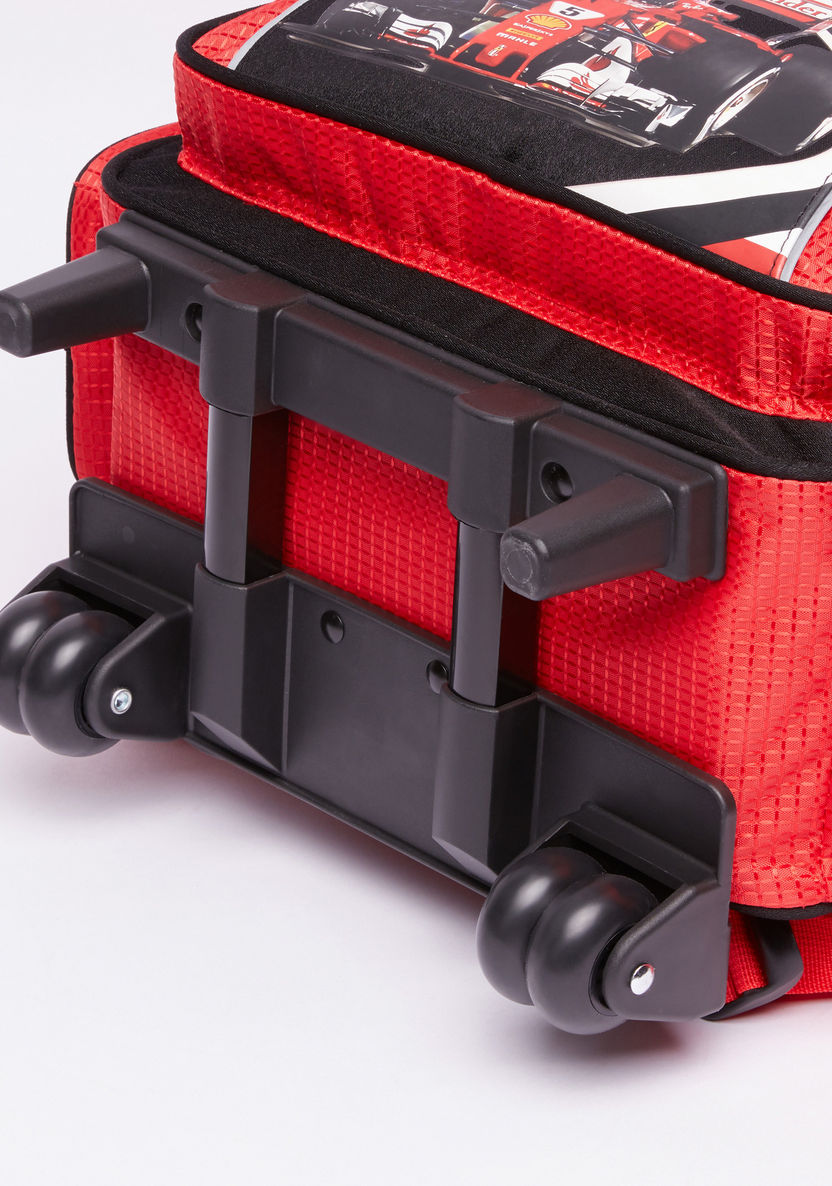 Ferrari Printed Trolley Backpack with Zip Closure-Trolleys-image-3