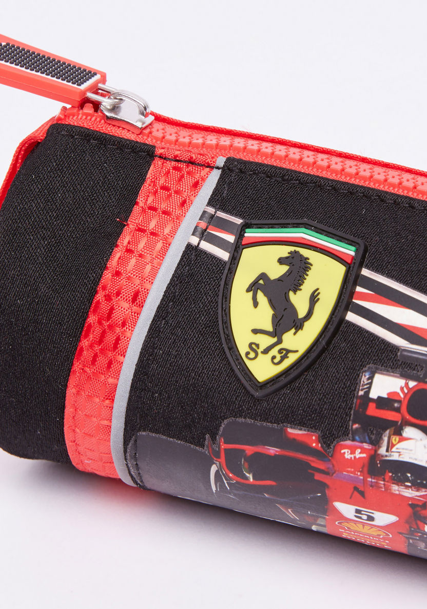 Ferrari Printed Round Pencil Case with Zip Closure-Pencil Cases-image-2
