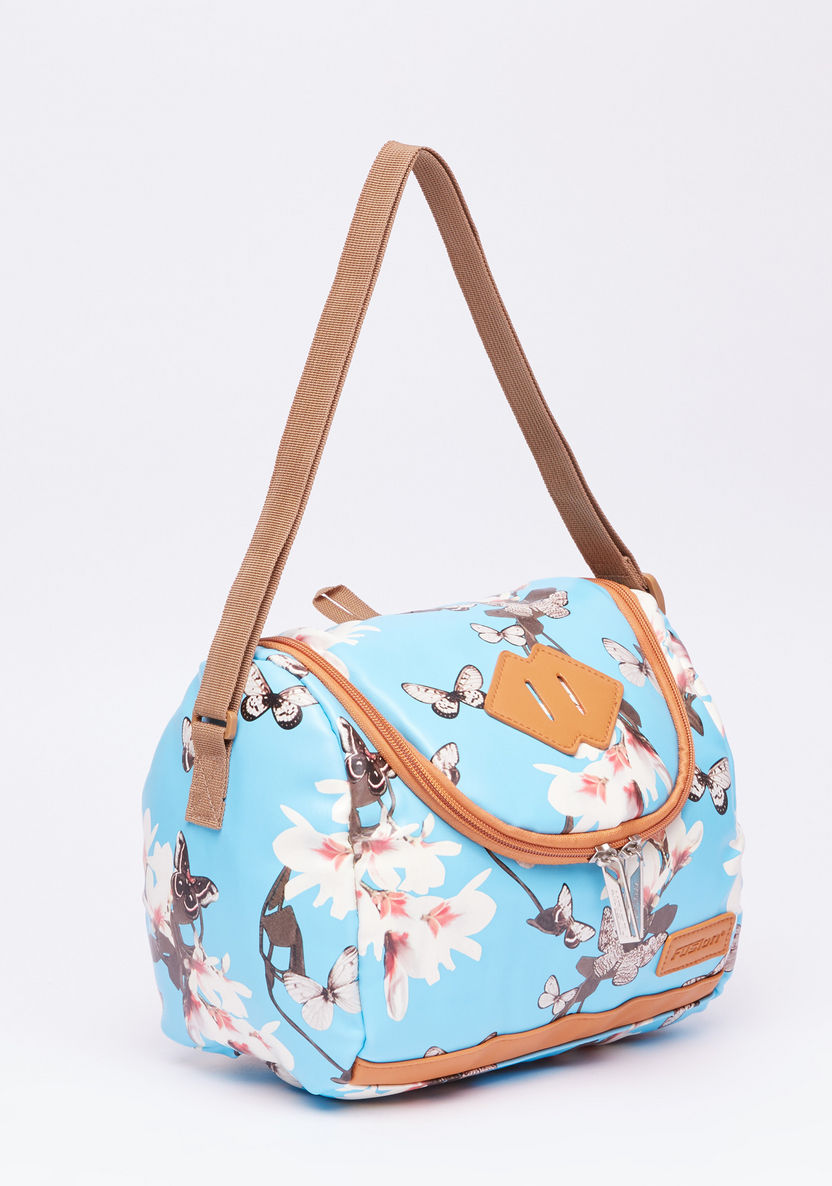 Simba Floral Printed Lunch Bag with Zip Closure and Adjustable Strap-Lunch Bags-image-1
