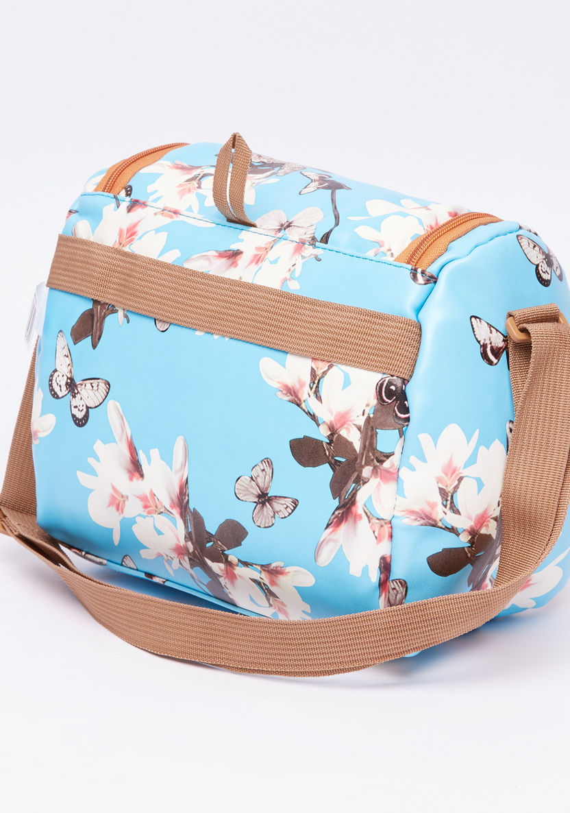 Simba Floral Printed Lunch Bag with Zip Closure and Adjustable Strap-Lunch Bags-image-2
