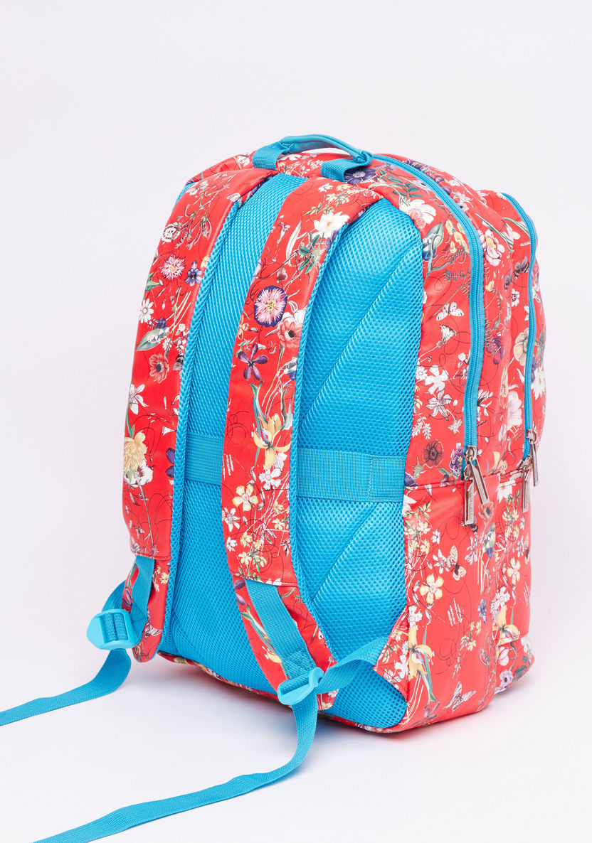 Fusion Floral Printed Backpack with Zip Closure and Adjustable Straps-Backpacks-image-1