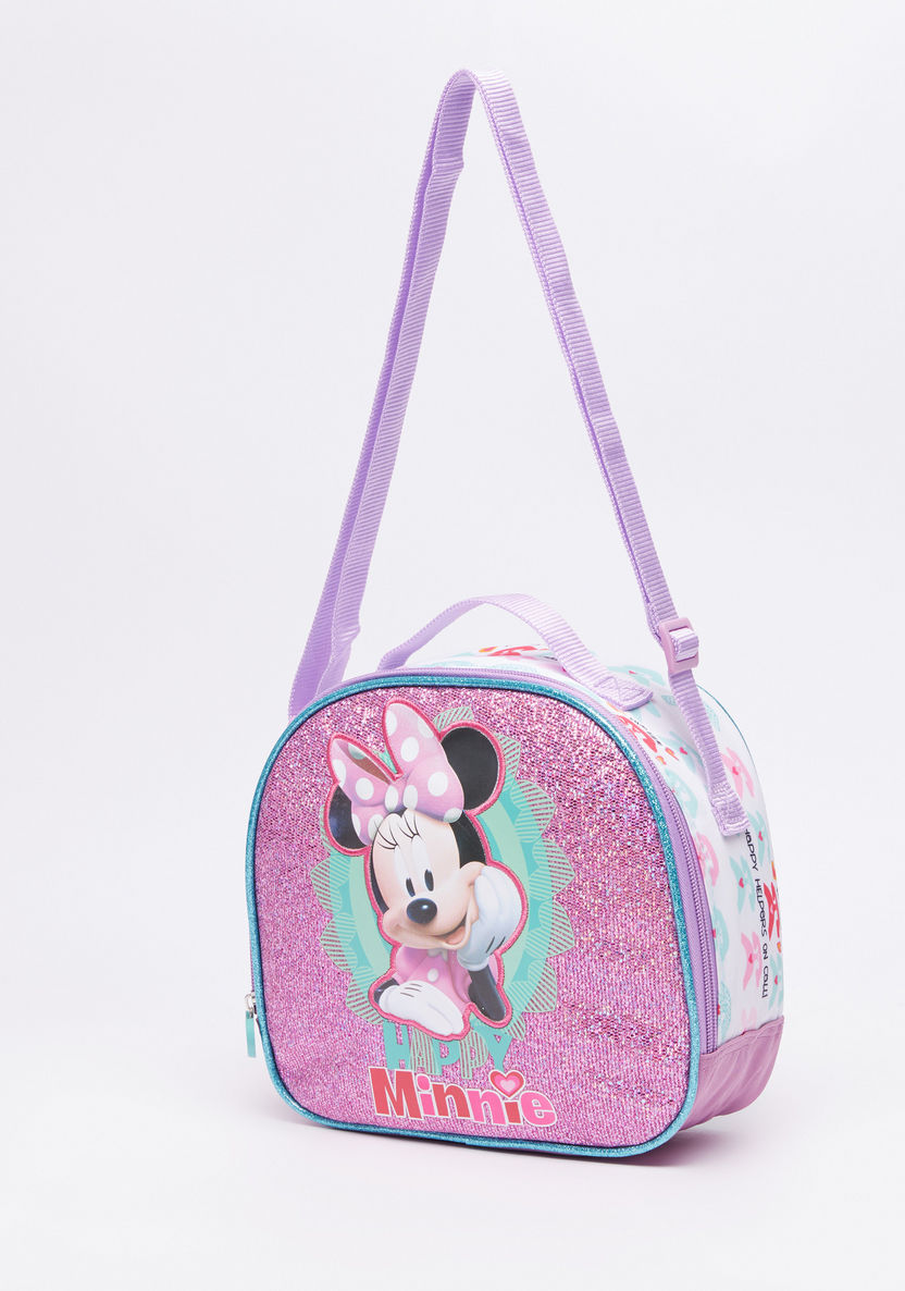 Minnie Mouse Printed Lunch Bag with Zip Closure-Lunch Bags-image-0