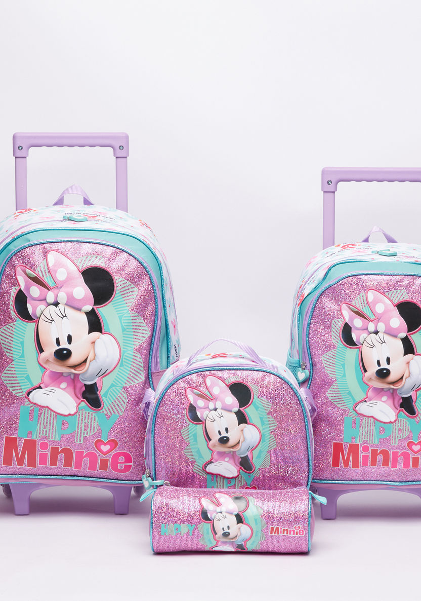 Minnie Mouse Printed Glitter Pencil Case with Zip Closure-Pencil Cases-image-4