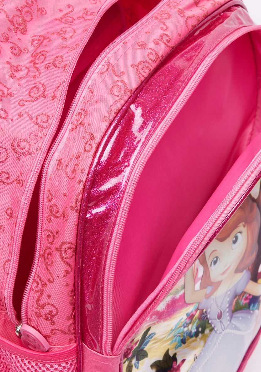 Sofia the Princess Printed Trolley Backpack with Zip Closure-Trolleys-image-5
