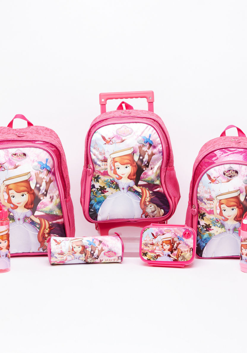 Sofia the Princess Printed Trolley Backpack with Zip Closure-Trolleys-image-6