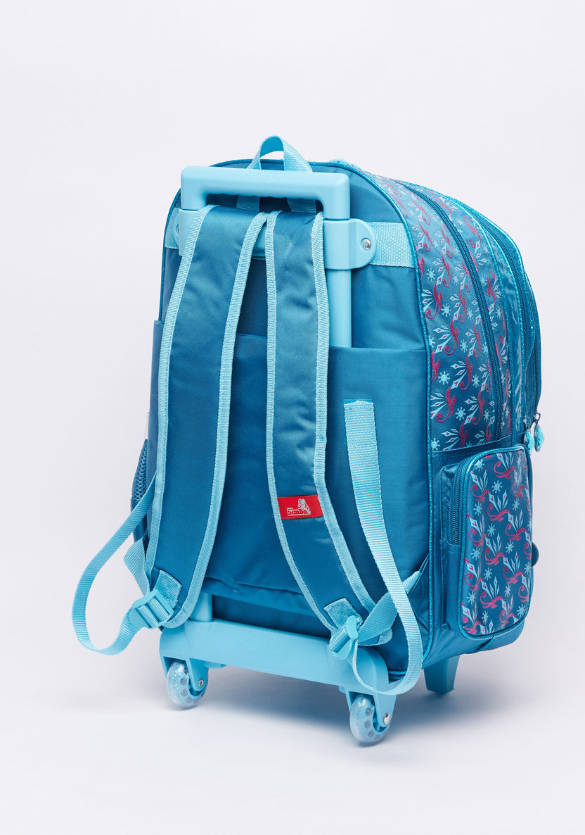 Frozen Printed Trolley Backpack with Zip Closure-Trolleys-image-1