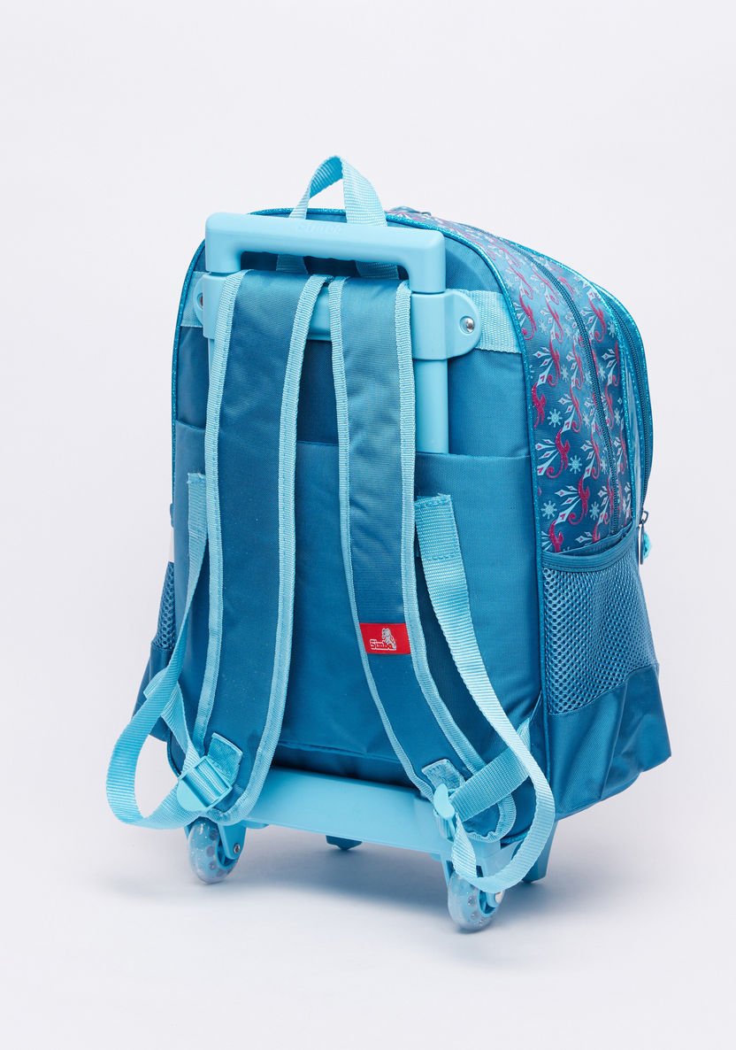 Frozen Printed Trolley Backpack with Zip Closure-Trolleys-image-1