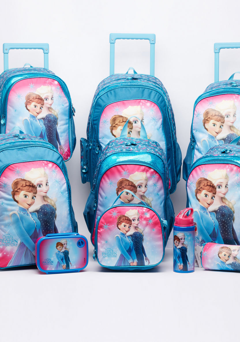 Frozen Printed Trolley Backpack with Zip Closure-Trolleys-image-5