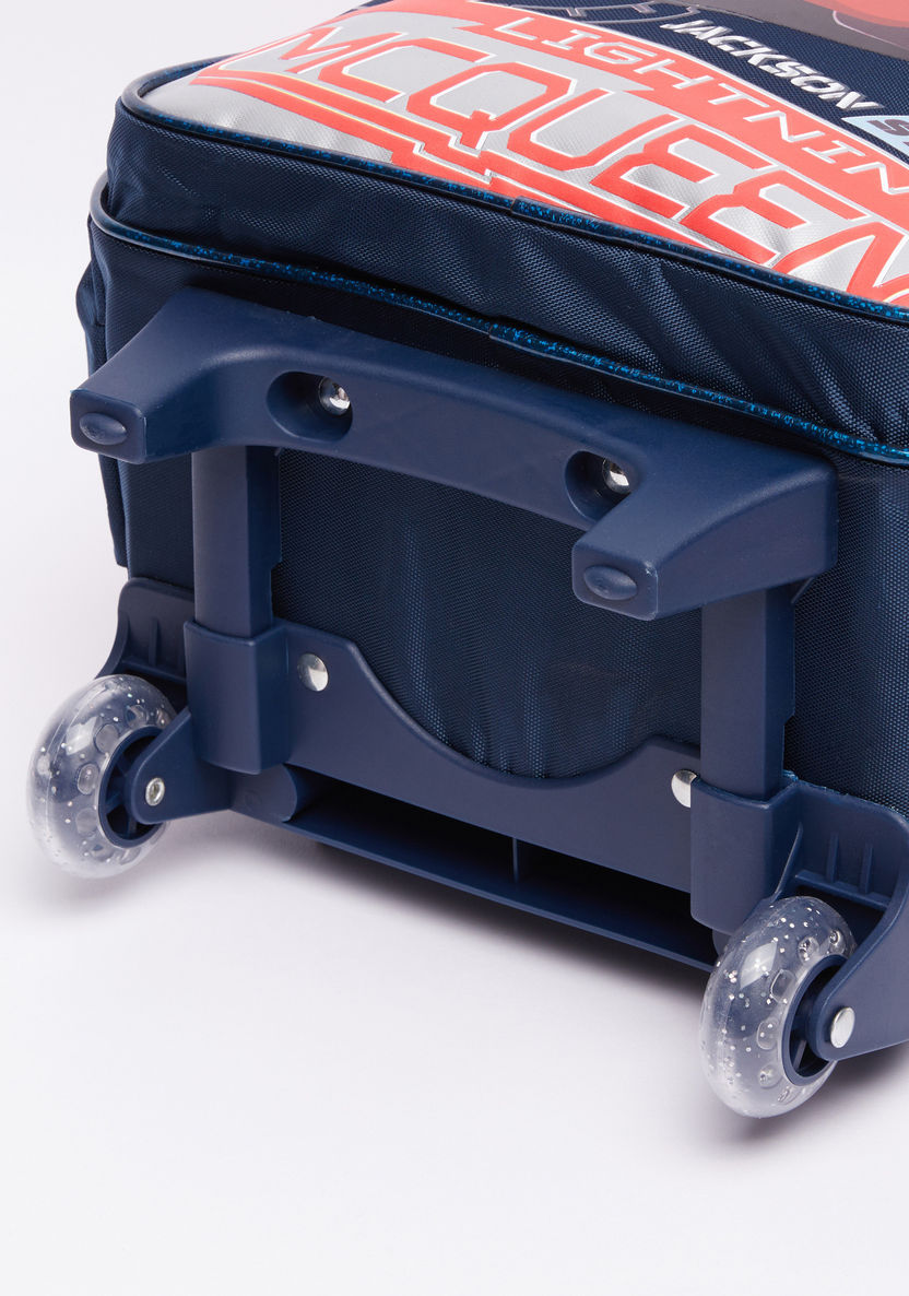 Cars Printed Trolley Backpack with Zip Closure-Trolleys-image-3