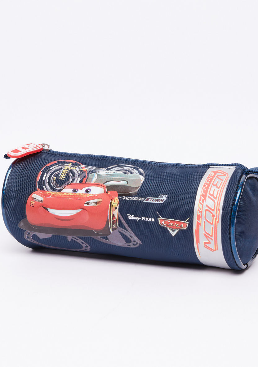 Cars Printed Round Pencil Case with Zip Closure-Pencil Cases-image-0