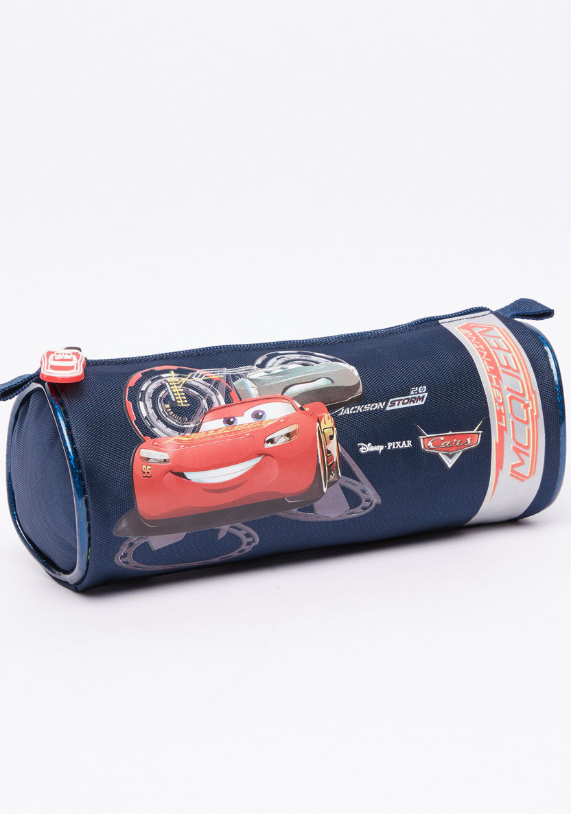 Cars Printed Round Pencil Case with Zip Closure-Pencil Cases-image-1