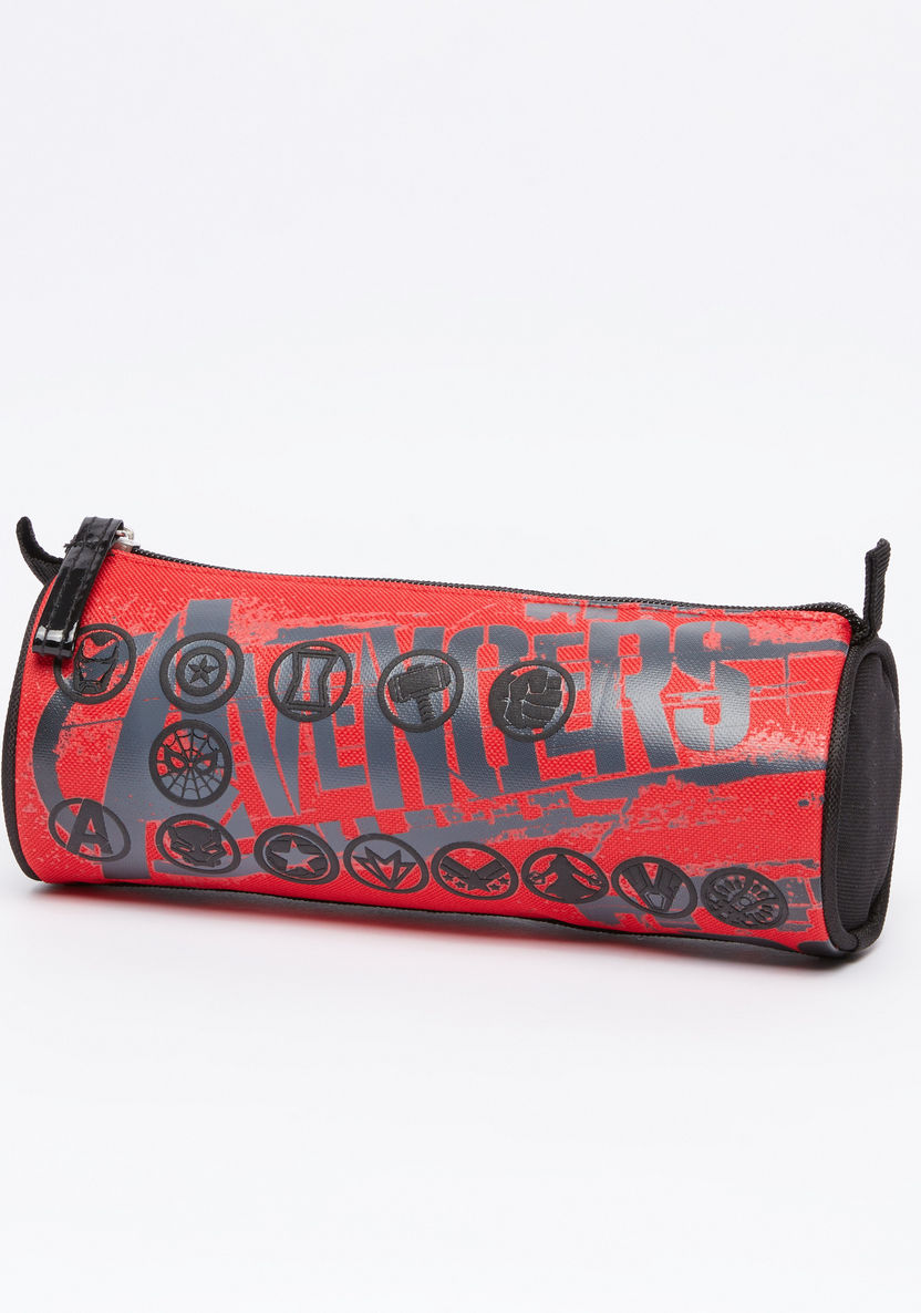 Avengers Printed Round Pencil Case with Zip Closure-Pencil Cases-image-0