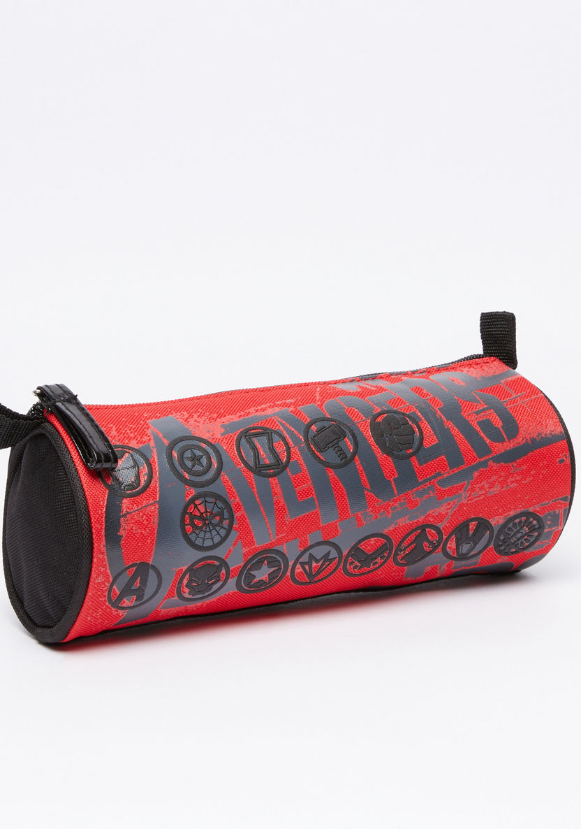 Avengers Printed Round Pencil Case with Zip Closure-Pencil Cases-image-1