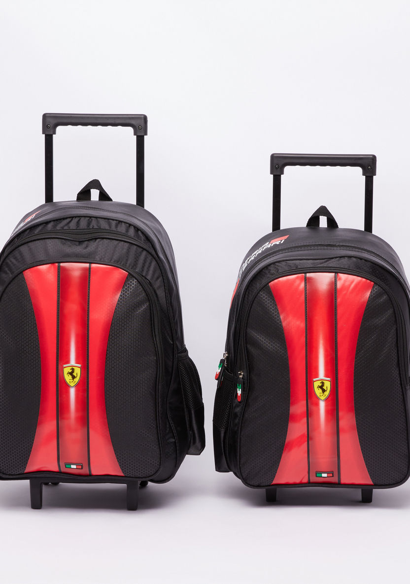Ferrari Printed Trolley Backpack with Zip Closure-Trolleys-image-7