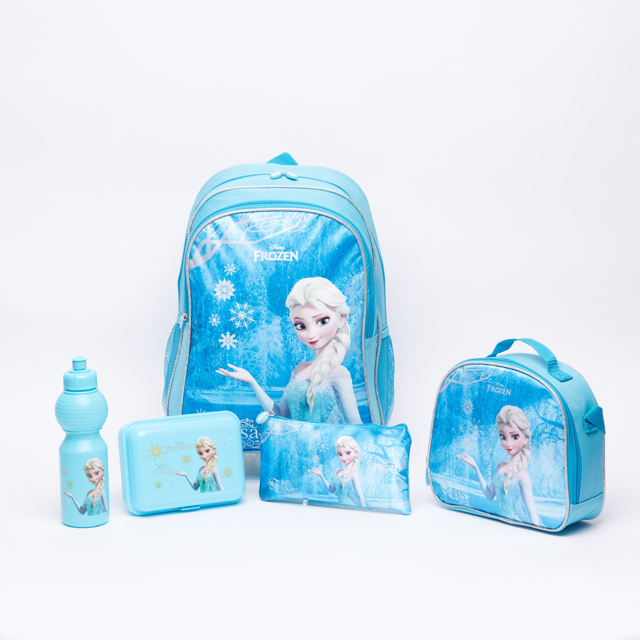 طقم حقيبة ظهر بعجلات وطبعات فروزن - 5 قطع-school-bagsandbackpacks-backpacks-image-1