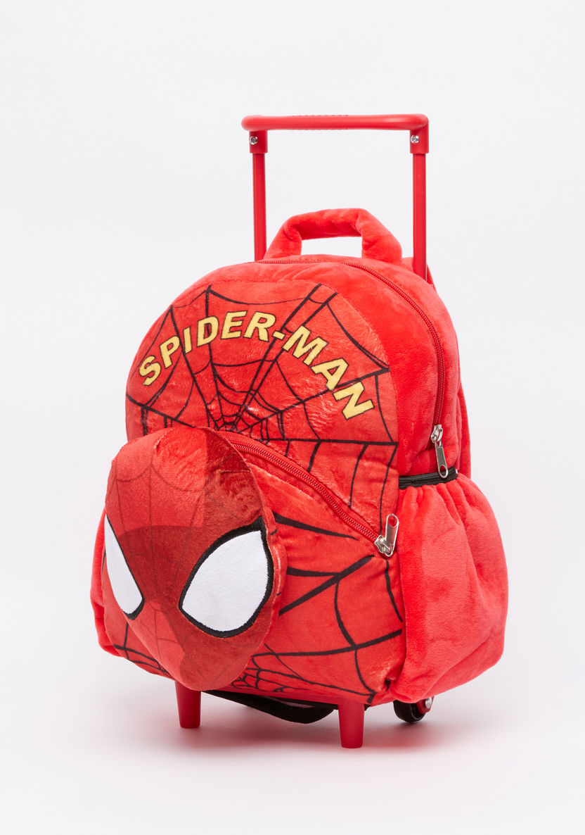 Spider-Man Printed 3D Trolley Backpack with Zip Closure-Trolleys-image-0