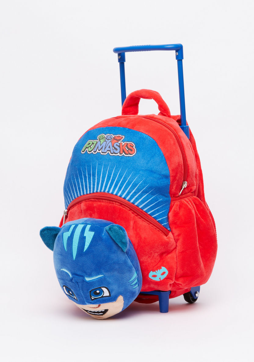 PJ Masks Printed 3D Trolley Backpack with Zip Closure-Trolleys-image-0