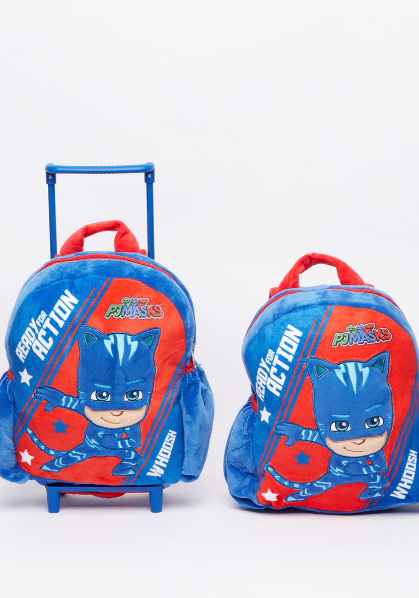 PJ Masks Printed 3D Trolley Backpack with Zip Closure-Trolleys-image-5