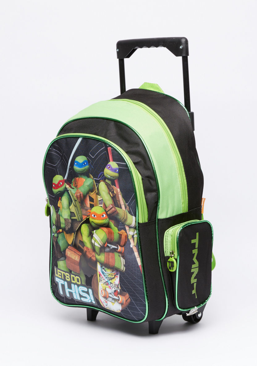Ninja Turtle Printed Trolley Backpack with Zip Closure-School Sets-image-1