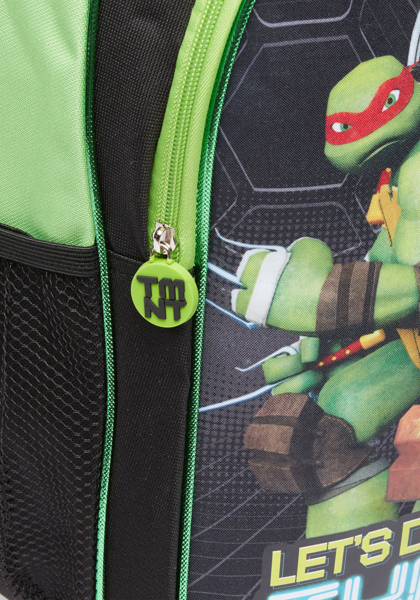Ninja Turtle Printed Trolley Backpack with Zip Closure-School Sets-image-3