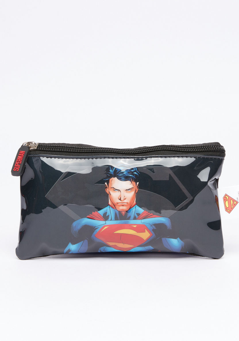 Superman Printed 5-Piece Trolley Backpack Set with Zip Closure-School Sets-image-7