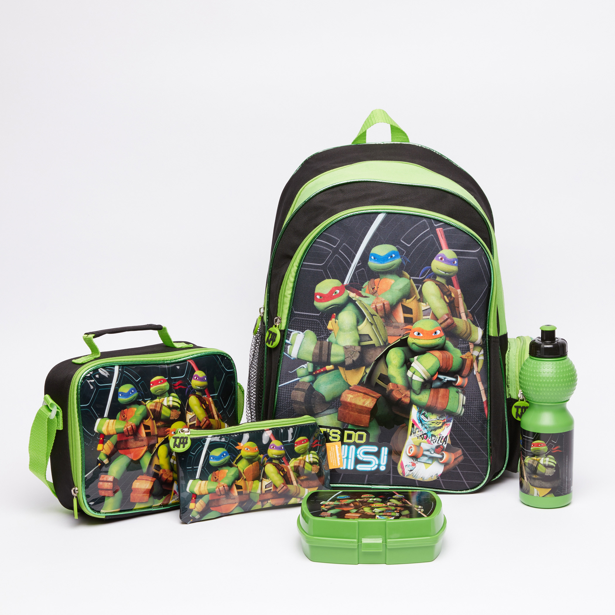 طقم حقيبة ظهر بطبعات سلاحف النينجا - 5 قطع-school-bagsandbackpacks-backpacks-image-1