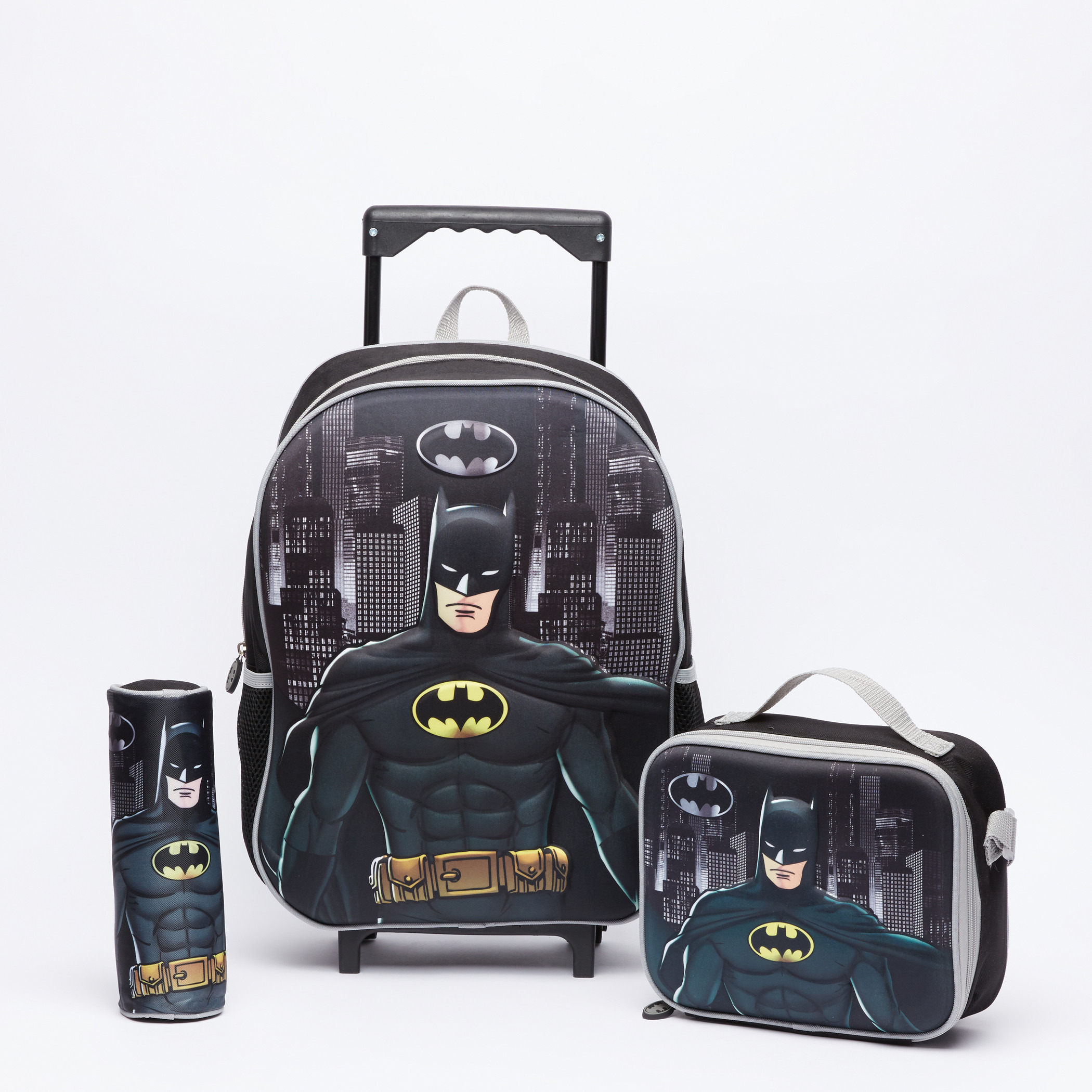 طقم حقيبة ظهر بعجلات 3 قطع بطبعات باتمان-school-bagsandbackpacks-trolleybags-image-1